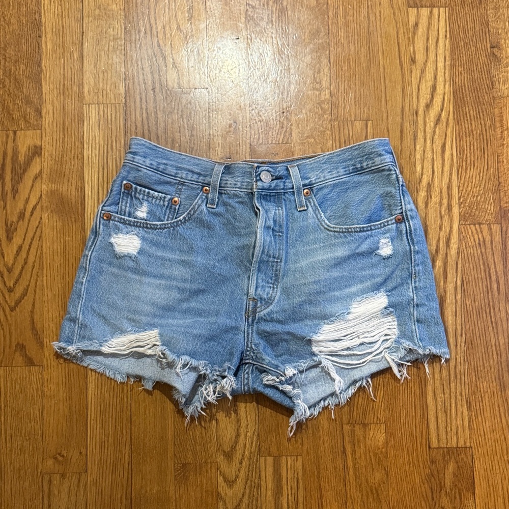 Levi's Classic Blue Distressed Jean Shorts
